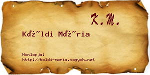 Káldi Mária névjegykártya